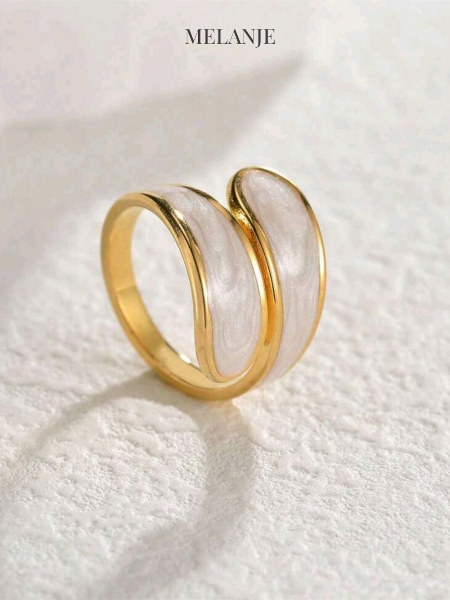 Marble Detailing Adjustable Cuff Ring