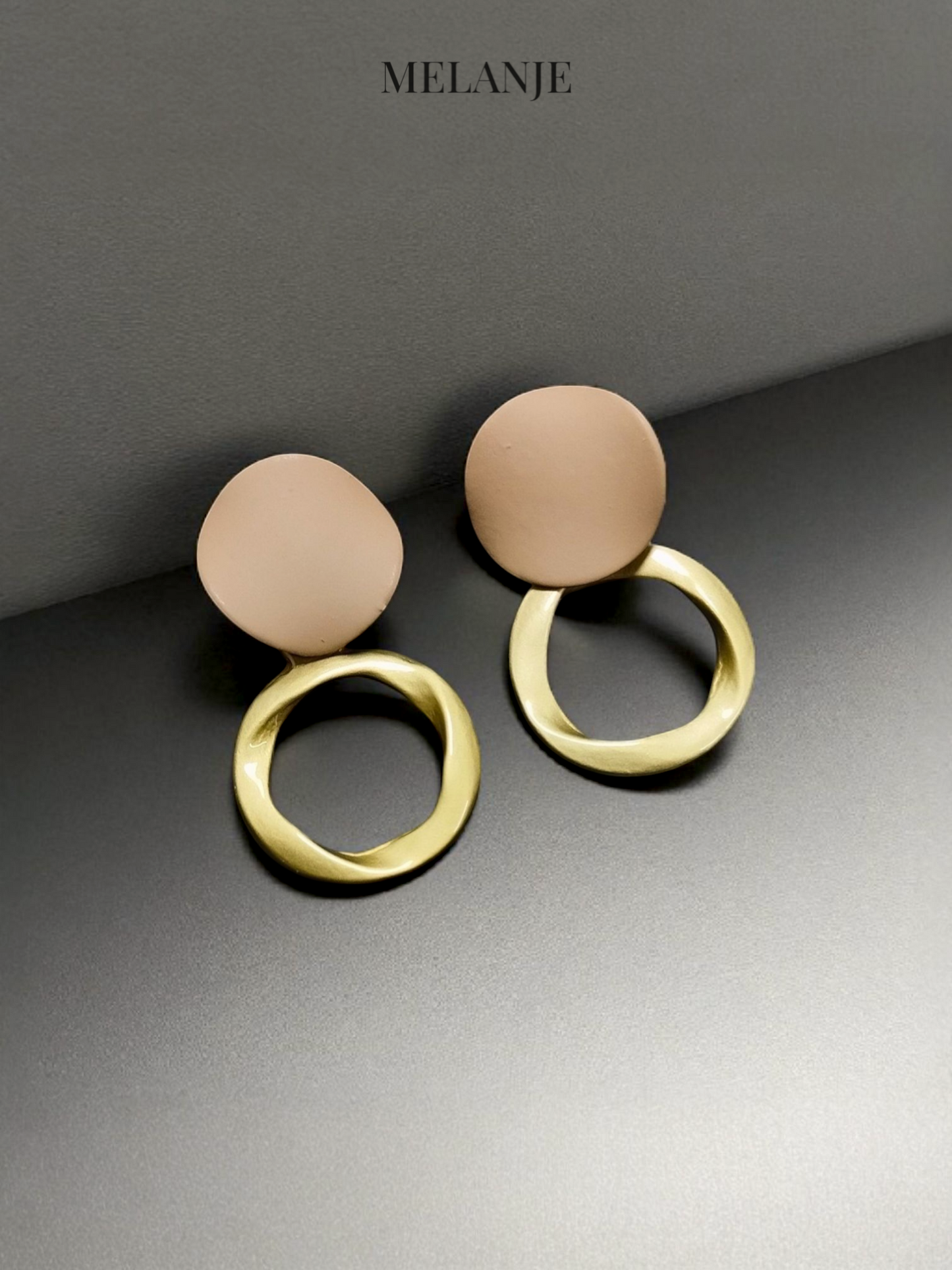 Geometric Round Brown Statement Drop Earrings