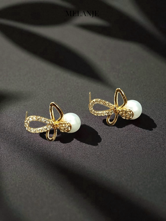 Minimal Butterfly Charm Gold Stud Earrings