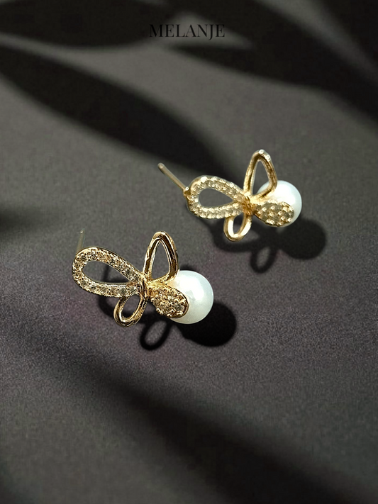 Minimal Butterfly Charm Gold Stud Earrings