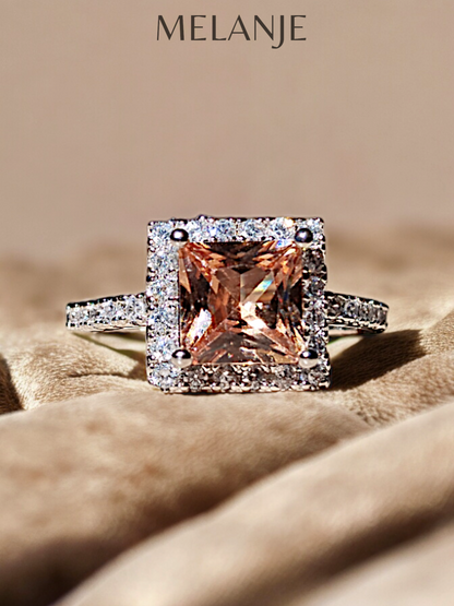 Vintage Champagne Crystal Cubic Zirconia Adjustable Ring