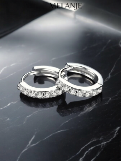 Sterling Silver Clear Cubic Zirconia Delicate Tiny Huggie Earrings