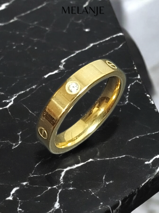 Unisex Stone Gold Band Ring
