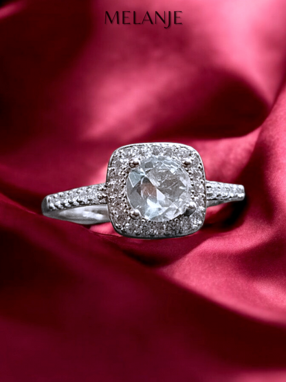 Sterling Silver Minimal Halo Clear Solitaire Engagement Ring