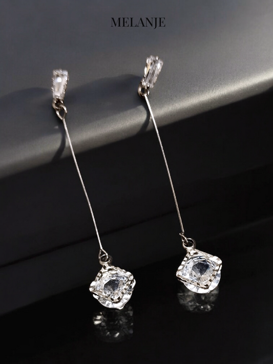 Luxury Sterling Silver Dangling Earrings with Elegant Drop Design