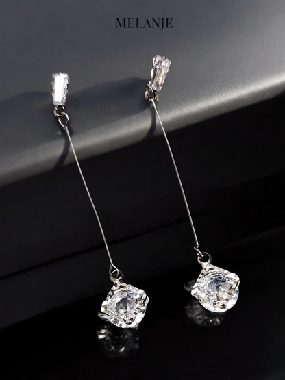 Luxury Sterling Silver Dangling Earrings with Elegant Drop Design