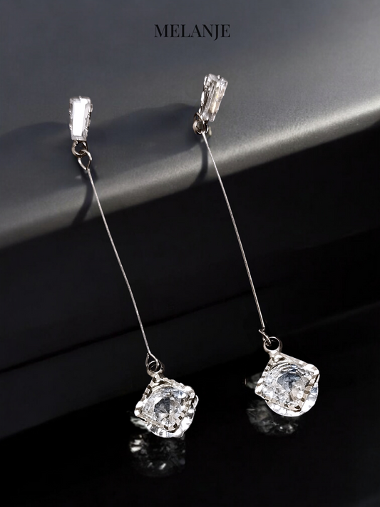 Luxury Sterling Silver Dangling Earrings with Elegant Drop Design